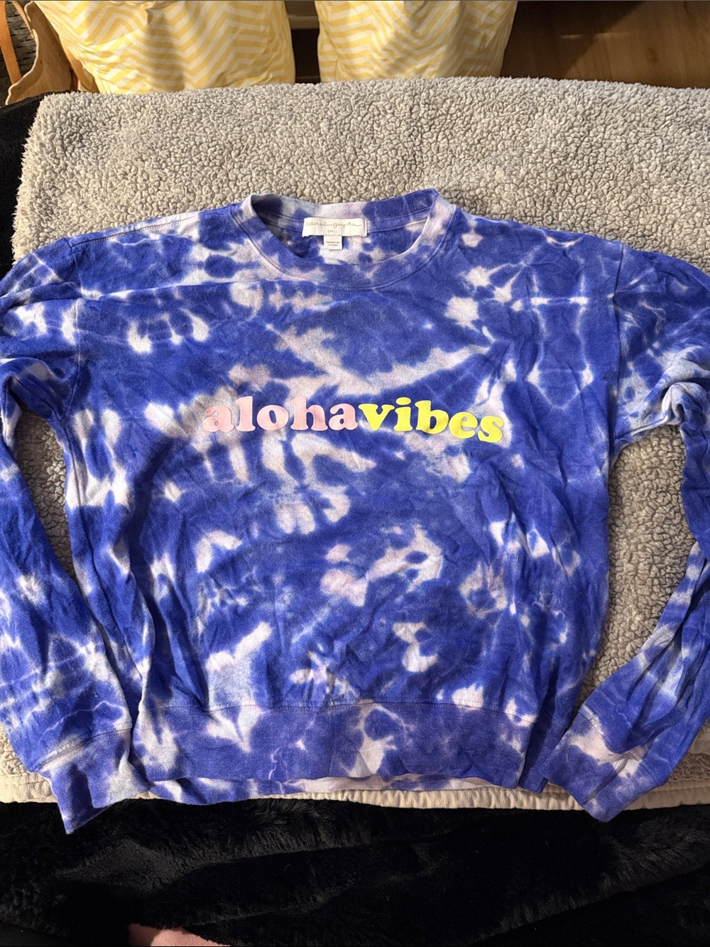 Spiritual Gangster Blue Tie-Dye "aloha vibes" Sweatshirt